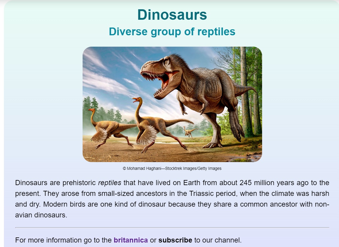 Dinosaurs page